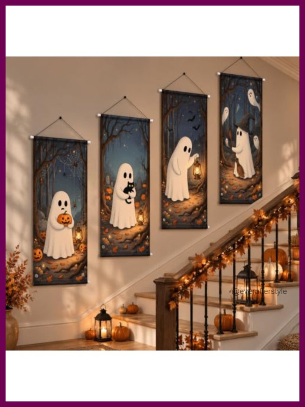 4 Pc Halloween Ghost Tapestry Banners Porch Hanging Decor 40x16 in